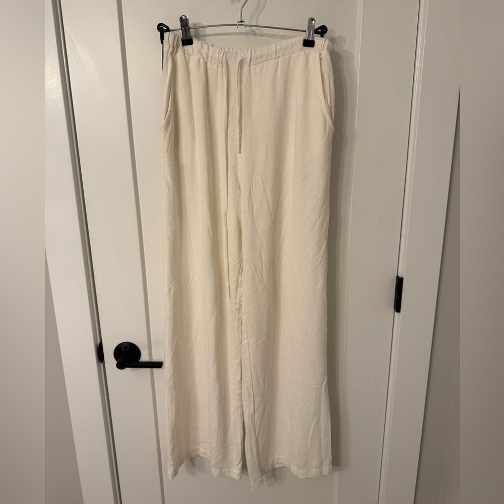 wasabi + mint Cream Wide Leg Pants